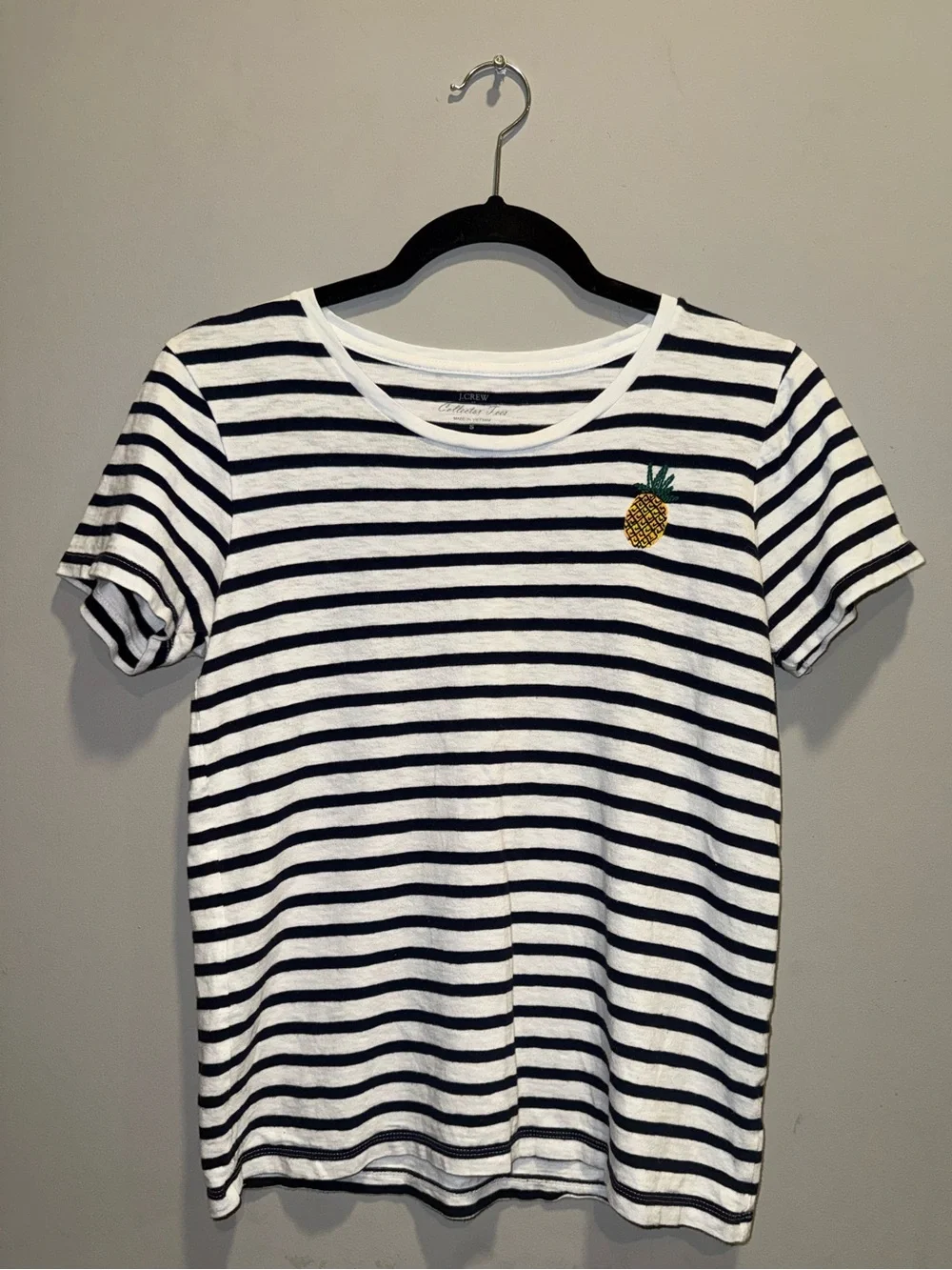 Striped Pineapple Patch Tee - White & Black -